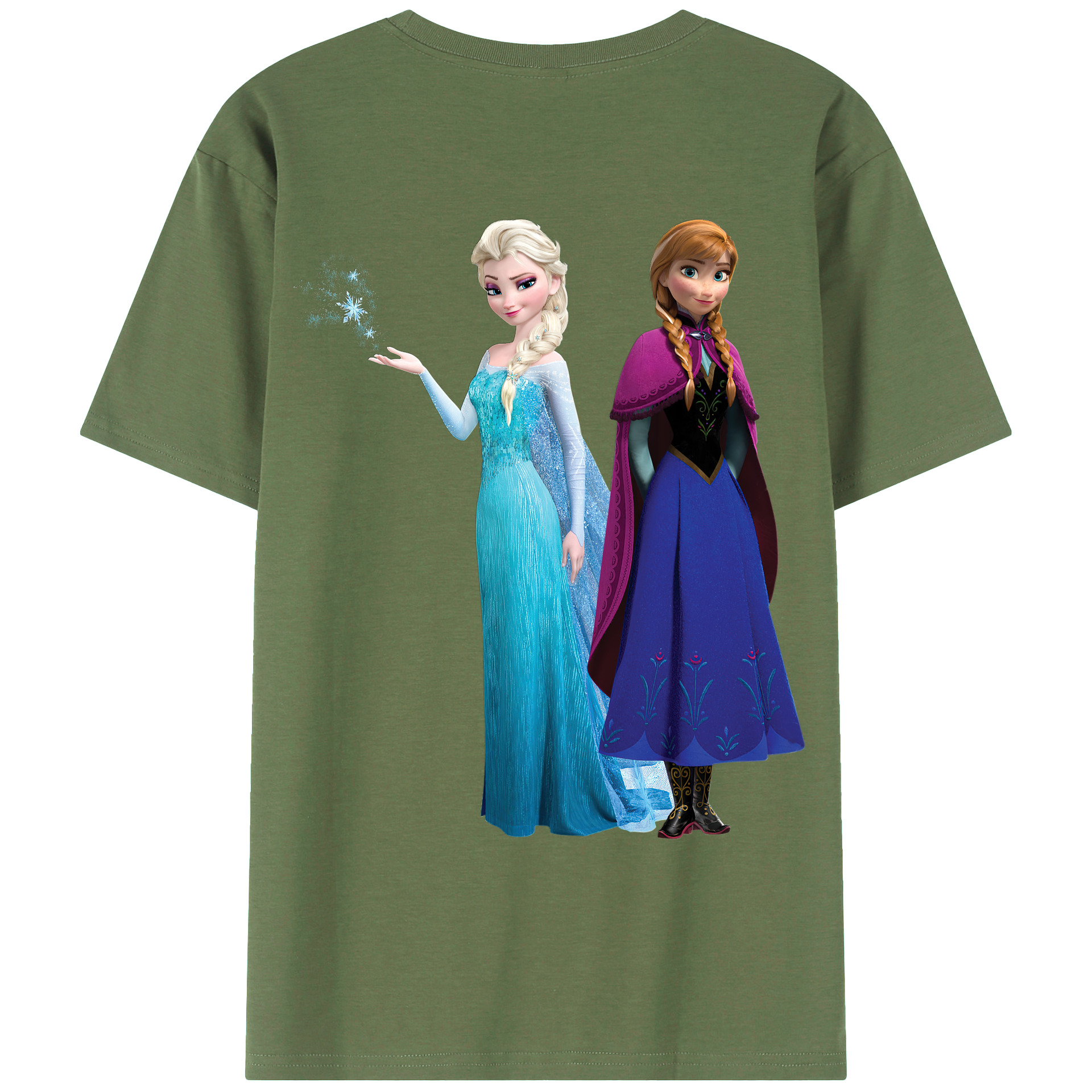 （画像用） アナと雪の女王 アンナ エルサ Frozen Anna Elsa 綿100％ メンズ半袖Tシャツ（バックプリント） 通気性
